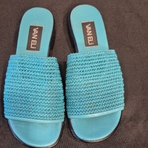 Vaneli Women's Teal Slide Sandals
